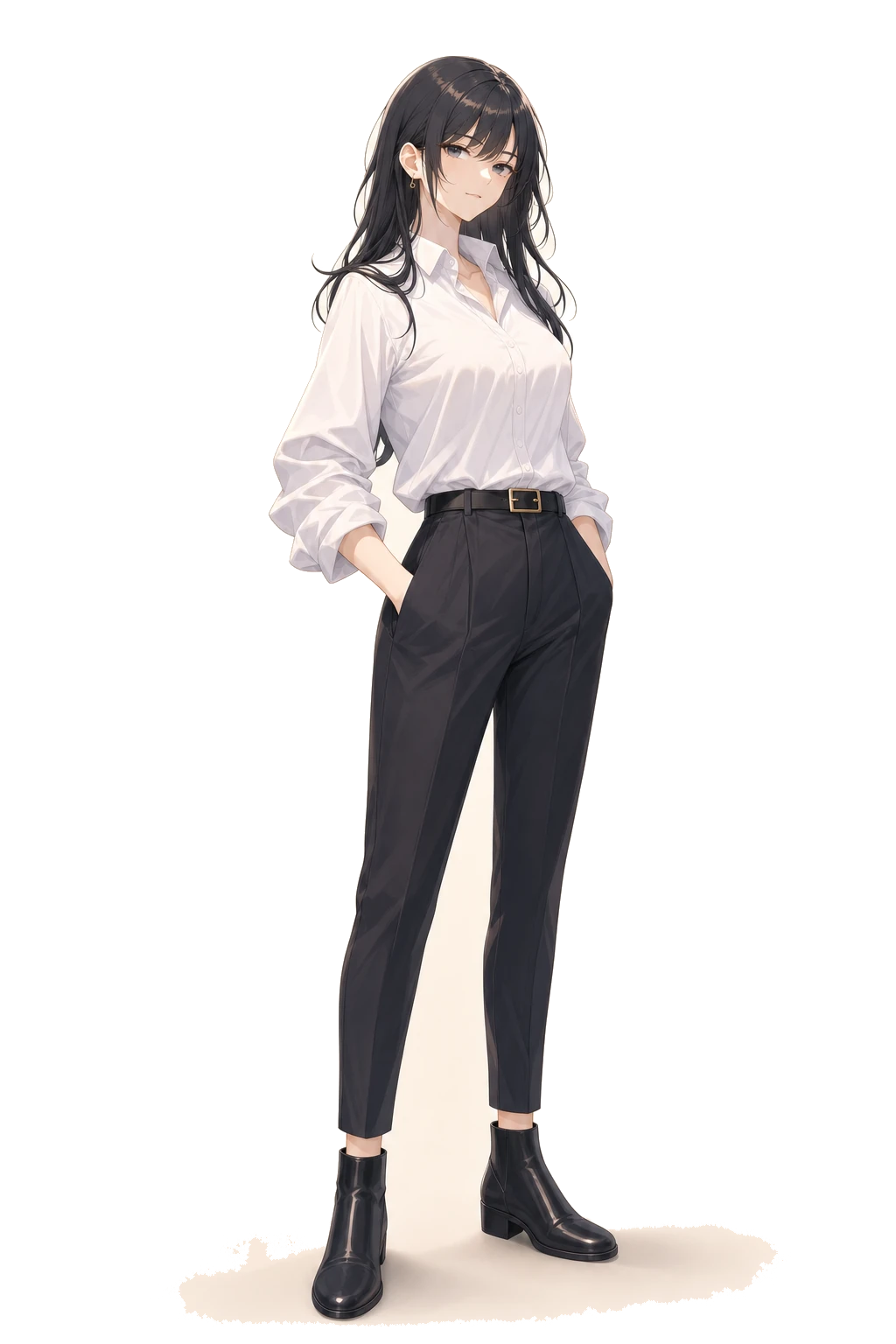 Lily, OpenAlice animated brand representative, full-body portrait on cream background
